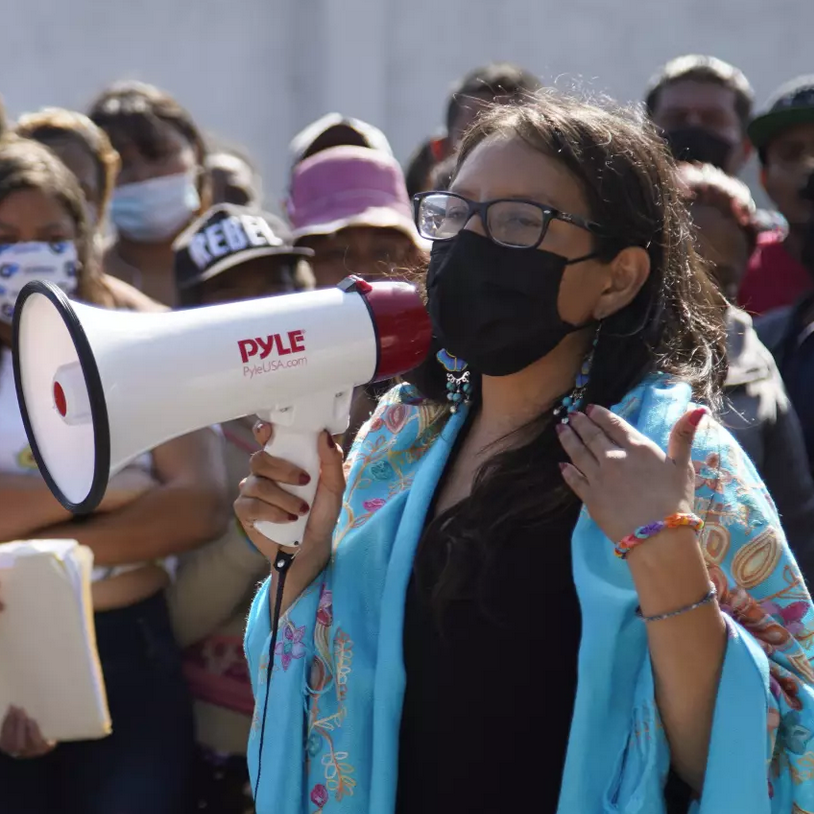 woman with megaphone